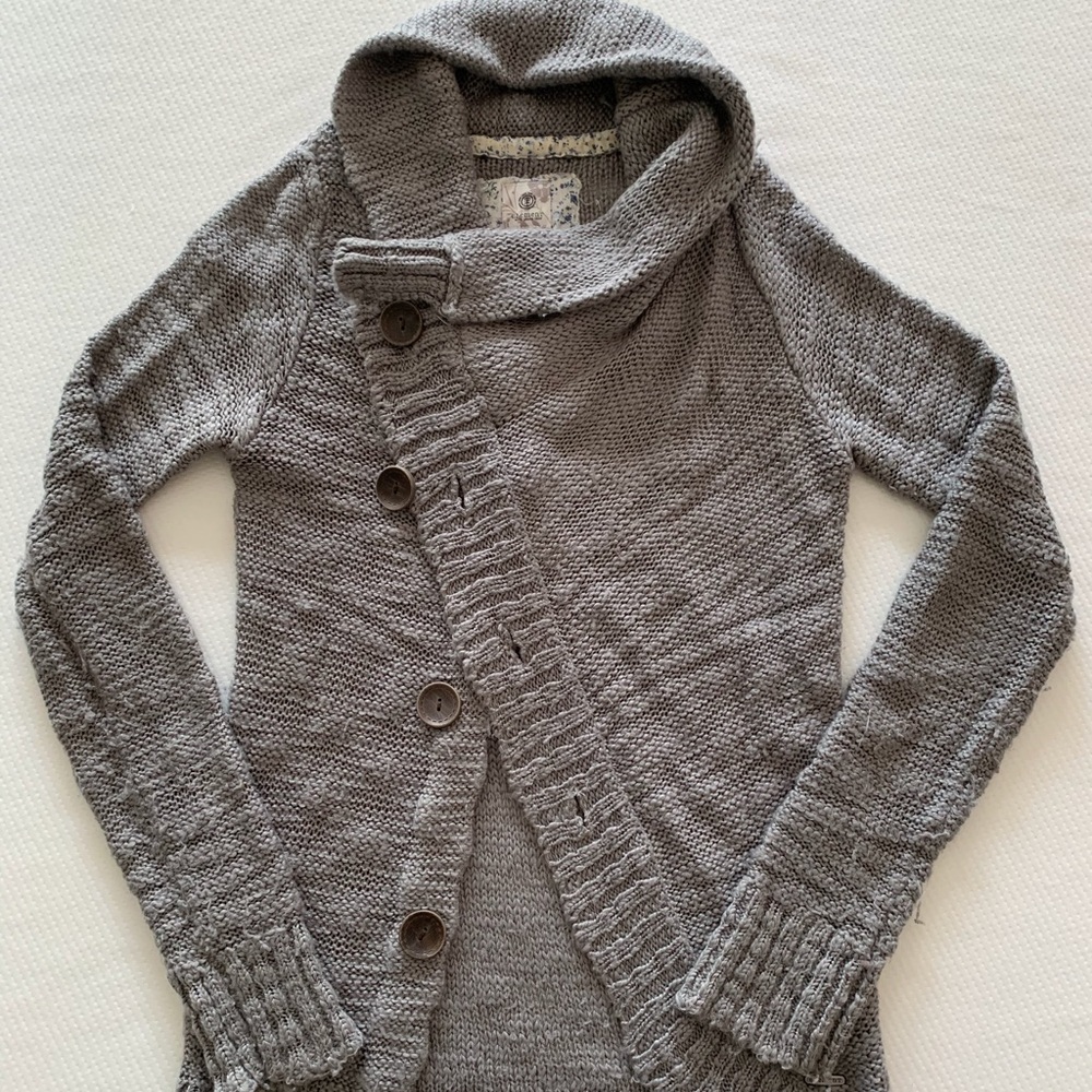 Grey Knit Buttoned Sweater